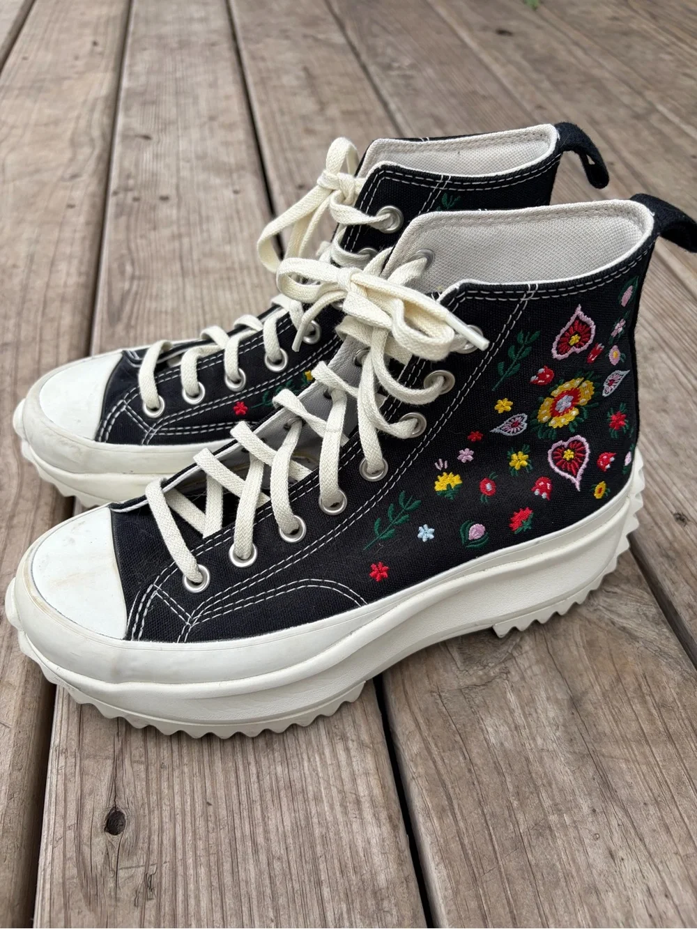 Converse Run Star Hike High Top Sneaker Black Embroidered
